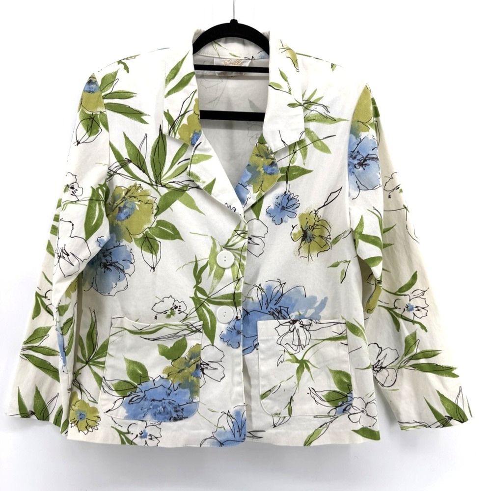 Lilly Of California Floral Jacket Blazer Cottage 80s Cotton Women M/L VTG USA